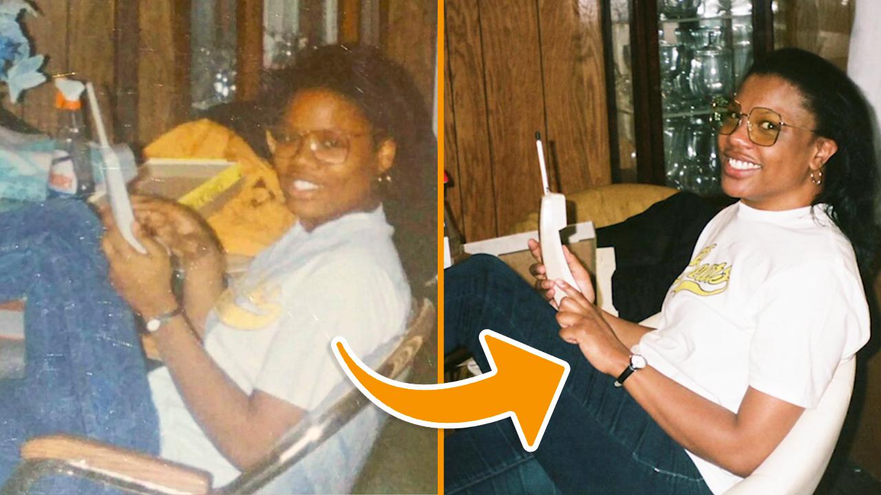 Jada posed next to the re-created photo of her mom.