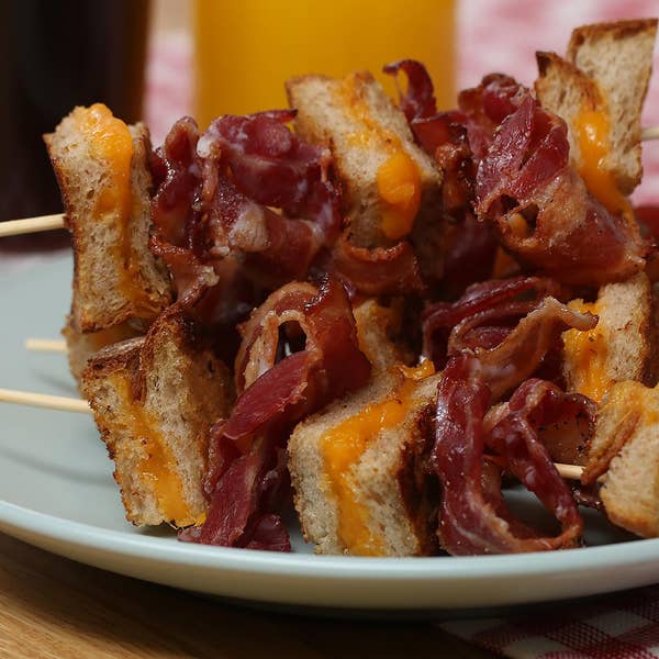 Grilled Cheese & Candied Maple Bacon Skewers