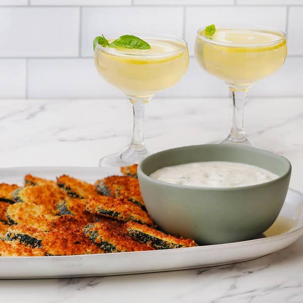 Lemon Basil Spritzer & Parmesan Zucchini Chips