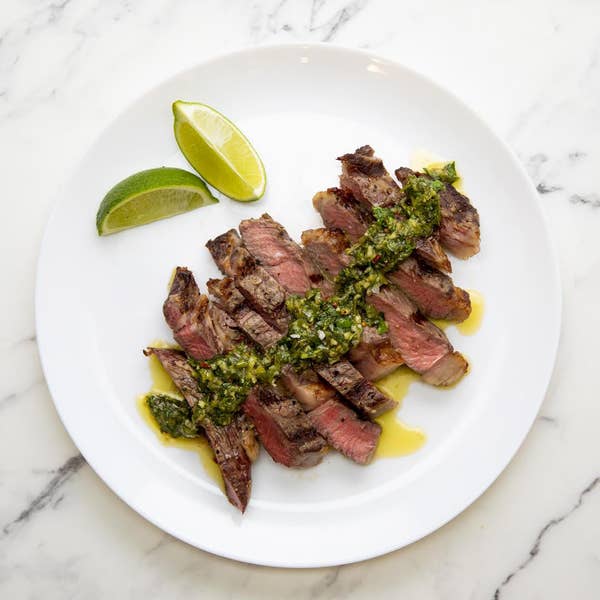 Grilled Steak With Scallion And Cilantro Sauce