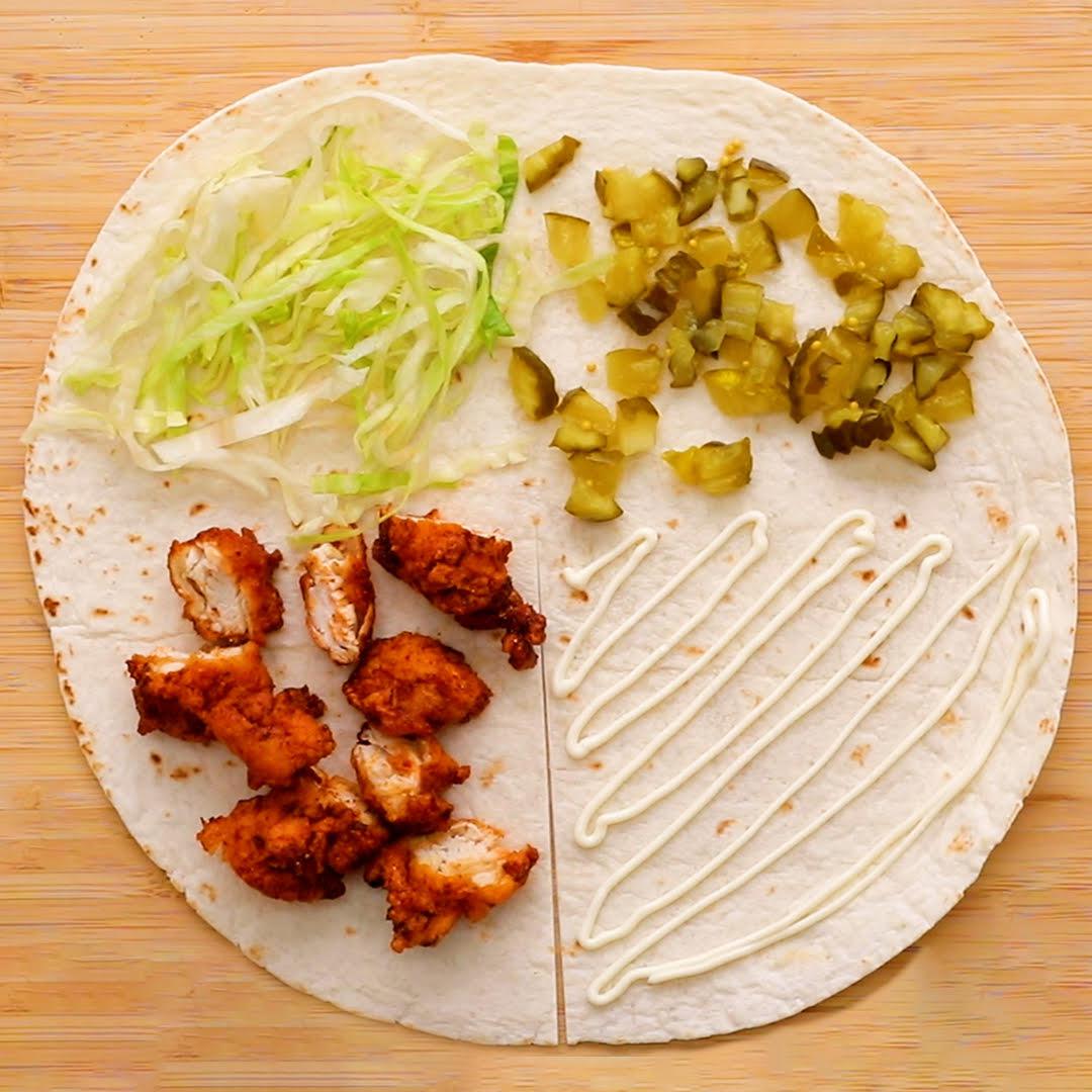 Folded Hot Chicken Wraps Recipe by Tasty