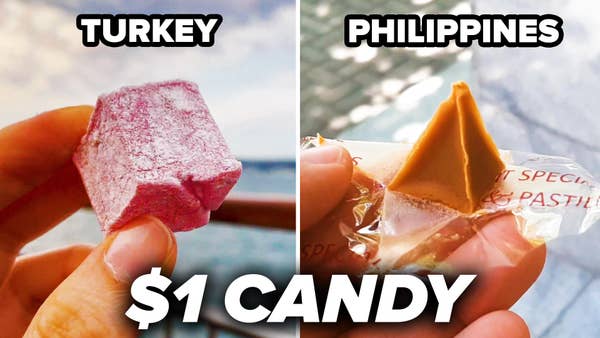 Candy from Turkey and the Philippines side by side.
