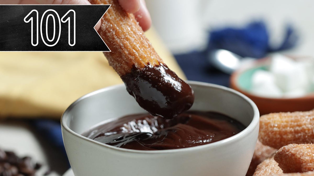 Easy Homemade Churros with Chocolate Sauce - Just a Taste