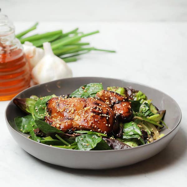 Delicious Air Fried Chicken With Sesame Salad