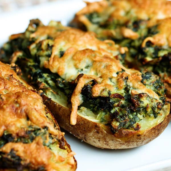Air Fryer Spinach And Artichoke-Stuffed Baked Potatoes