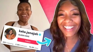 An arrow points to a still image of Keara's TikTok account handle and a still image from one of Keara's dance TikTok's, wherein she has her hair in a bun and is wearing a white sports bra, to Keara in present-day.