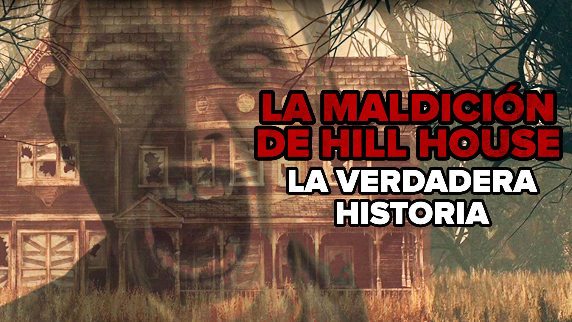 Image of spooky house with overlay of ghostly woman with text "The True Story"