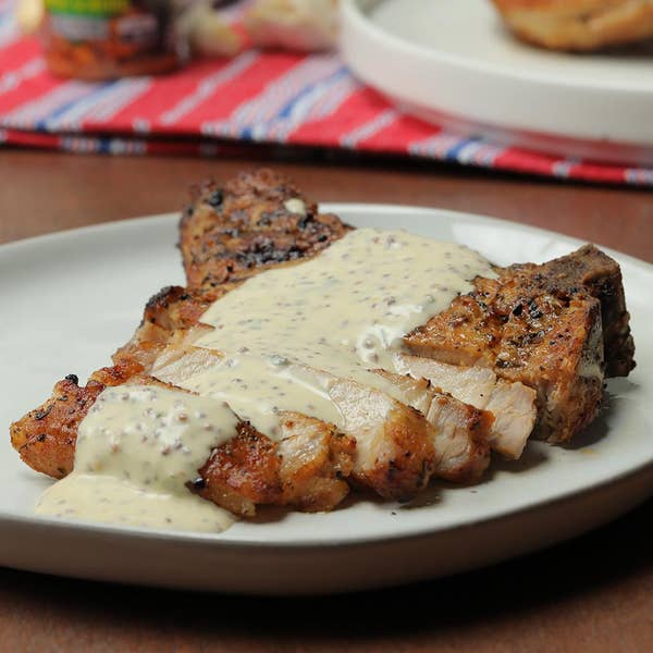 Grilled Pork Chop With Creamy Mustard Sauce