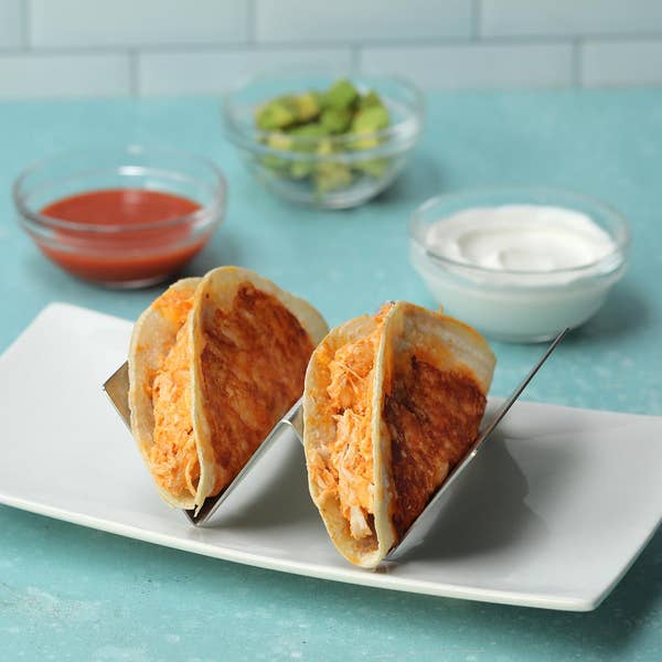 Crispy Cheese Buffalo Chicken Tacos