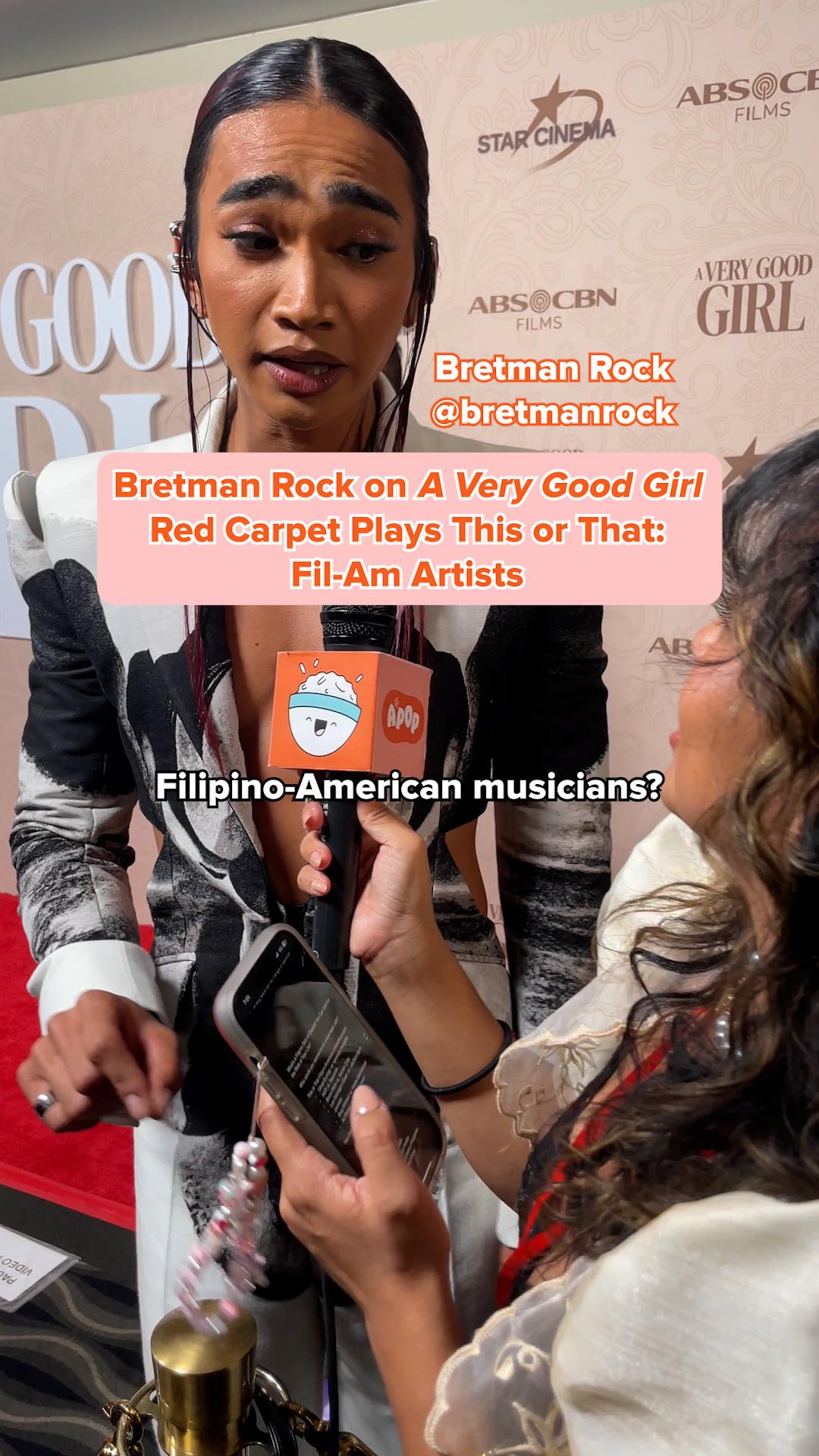 Bretman Rock on A Very Good Girl Red Carpet Plays This or That: Fil-Am  Artists