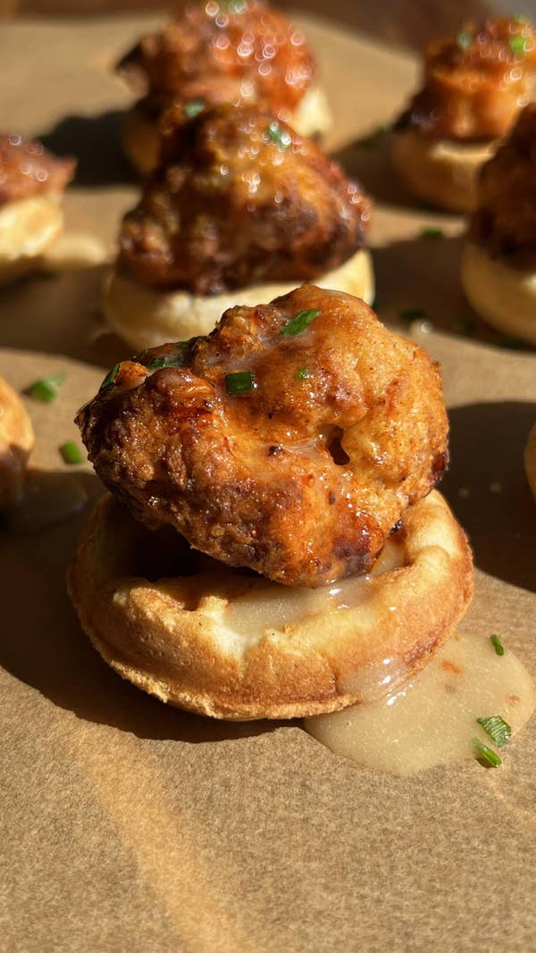 Mini Chicken & Waffles With Whipped Honey