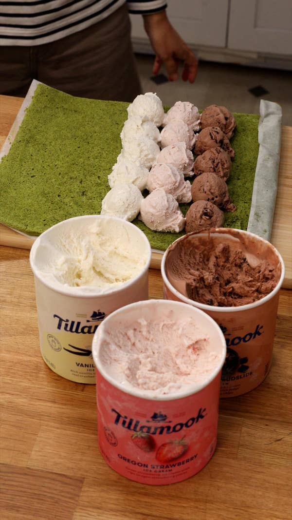 Matcha Neapolitan Ice Cream Cake Roll