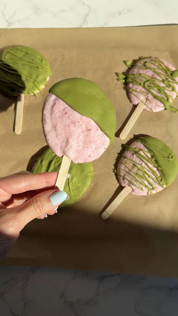 Matcha Strawberry Yogurt Pops