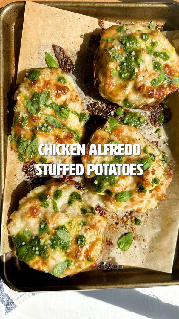 Chicken Alfredo Stuffed Potatoes
