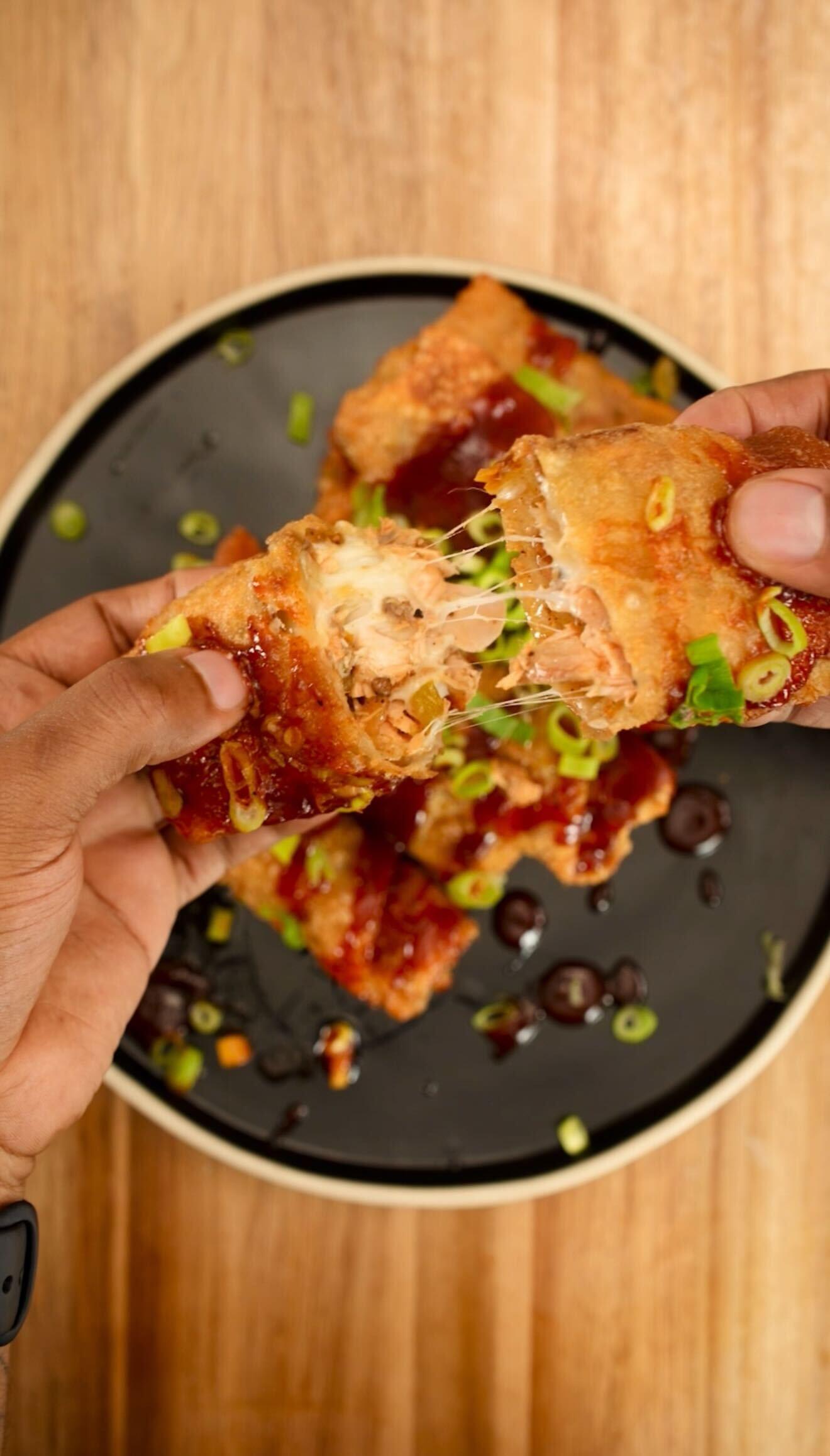 Salmon Cheesesteak Egg Rolls