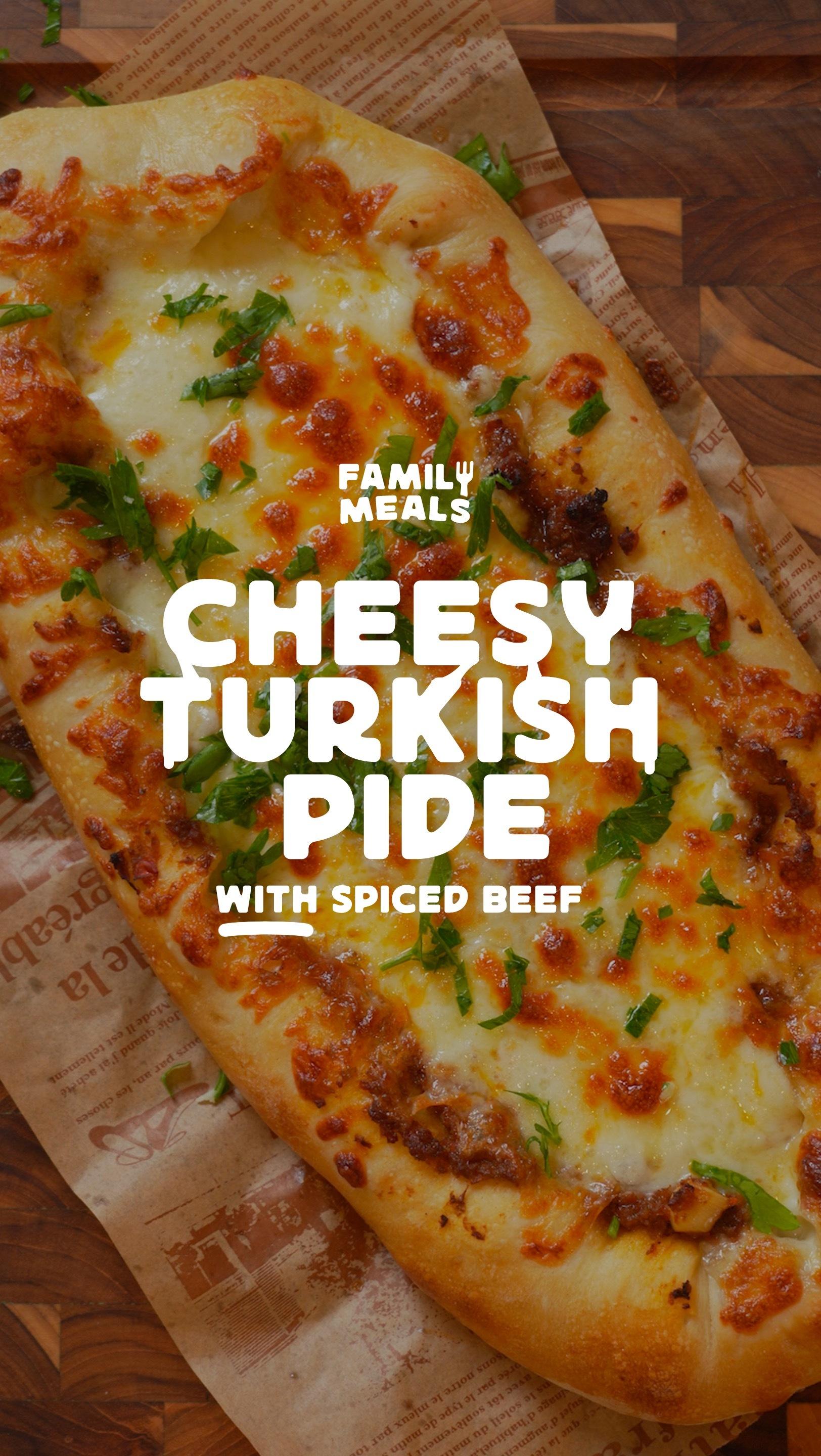 Cheesy Turkish Pide With Spiced Beef