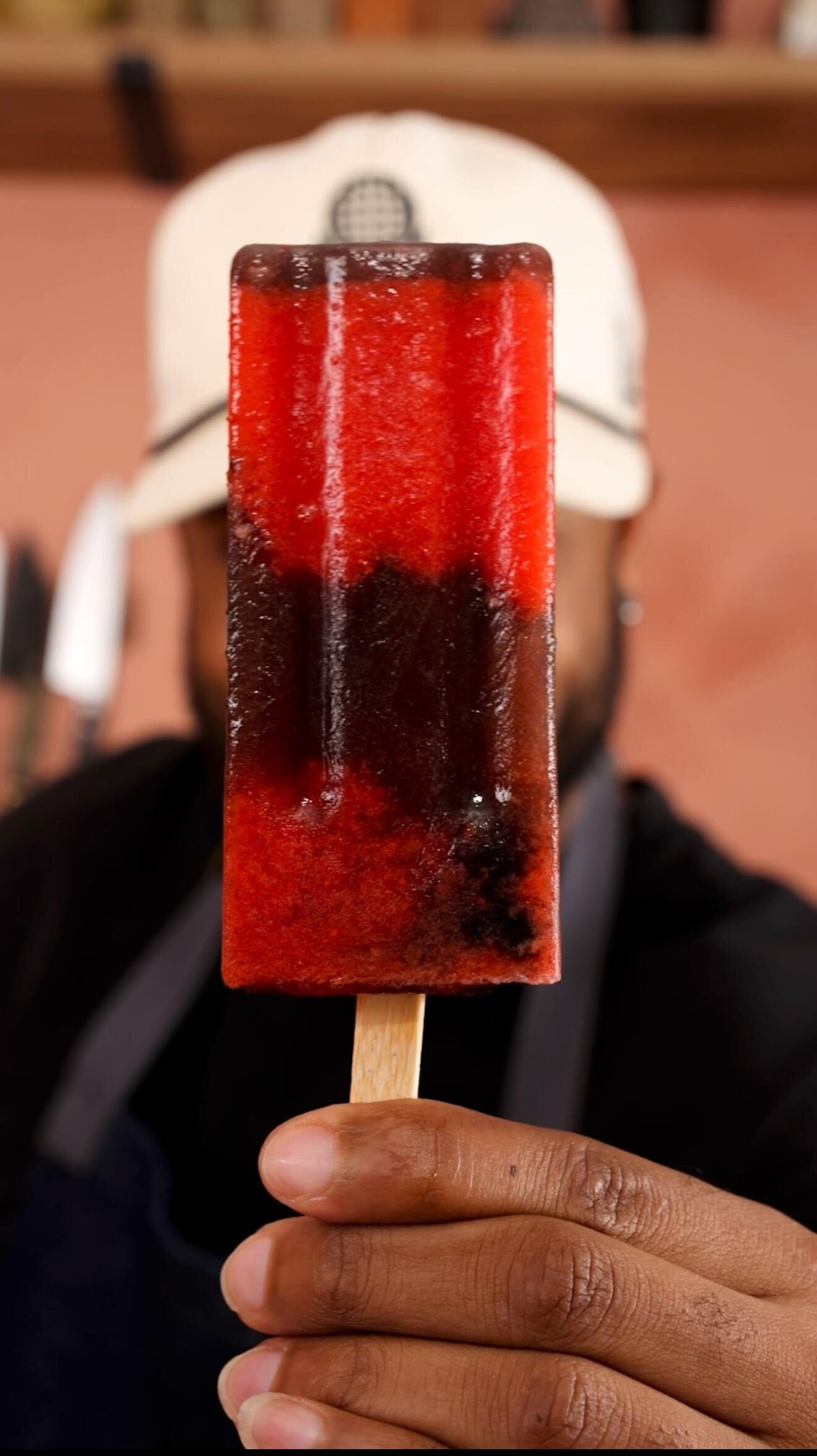 Strawberry-Charcoal Lemonade Popsicles