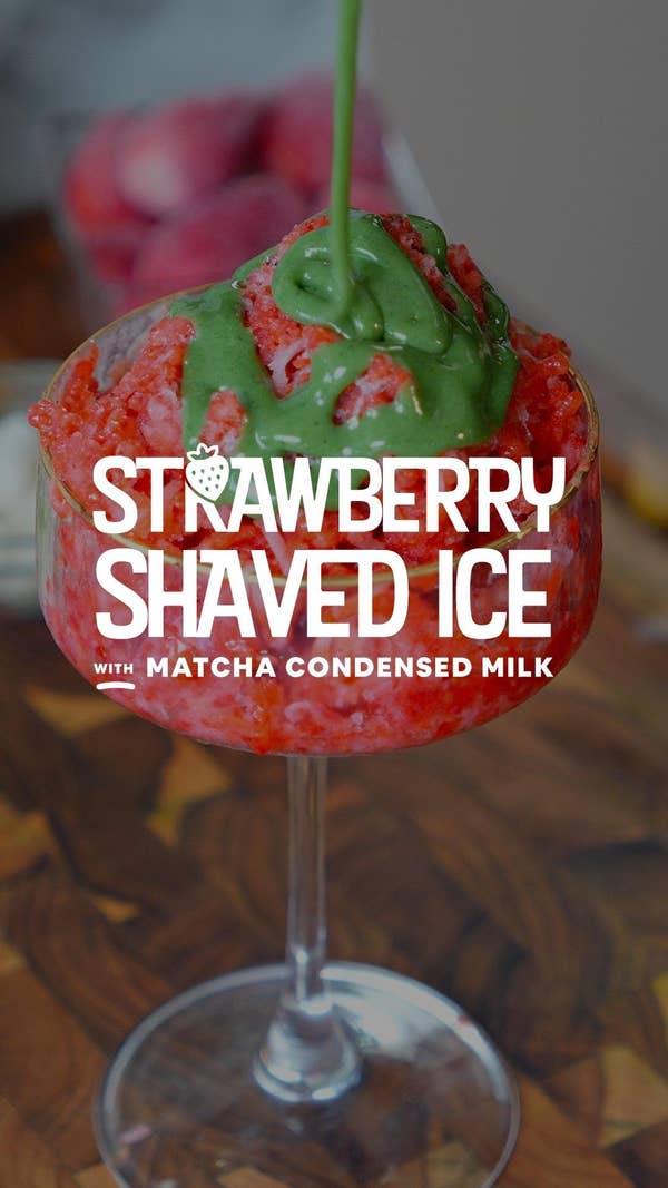 Strawberry Shaved Ice With Matcha Condensed Milk