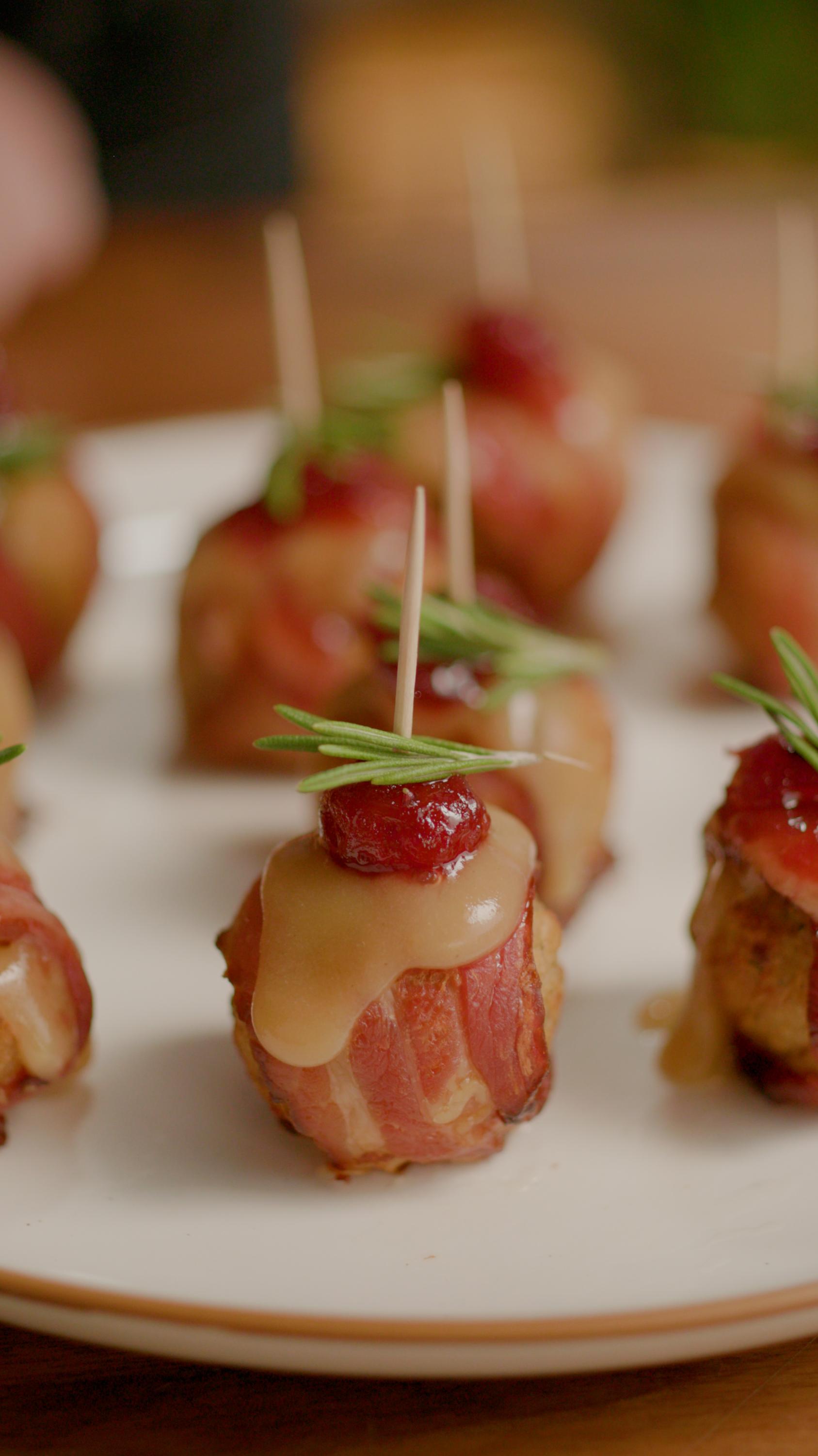 Bacon-Wrapped Cranberry Meatballs