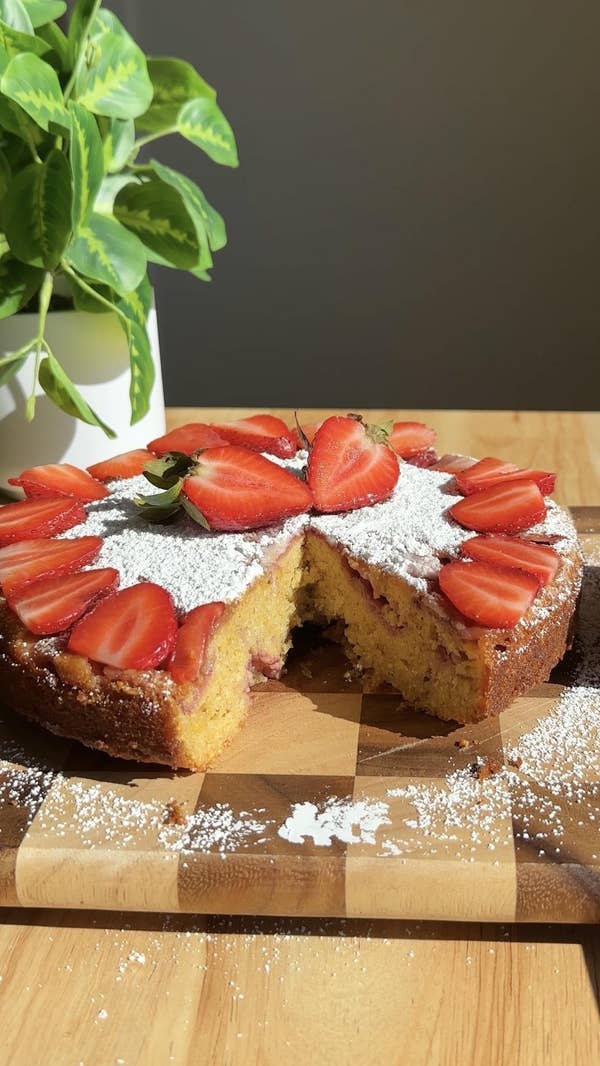 Strawberry-Olive Oil Corn Cake