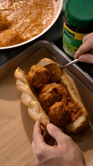 Butter chicken meatball sub