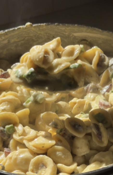 Orecchiette Carbonara With Asparagus And Lap Cheong