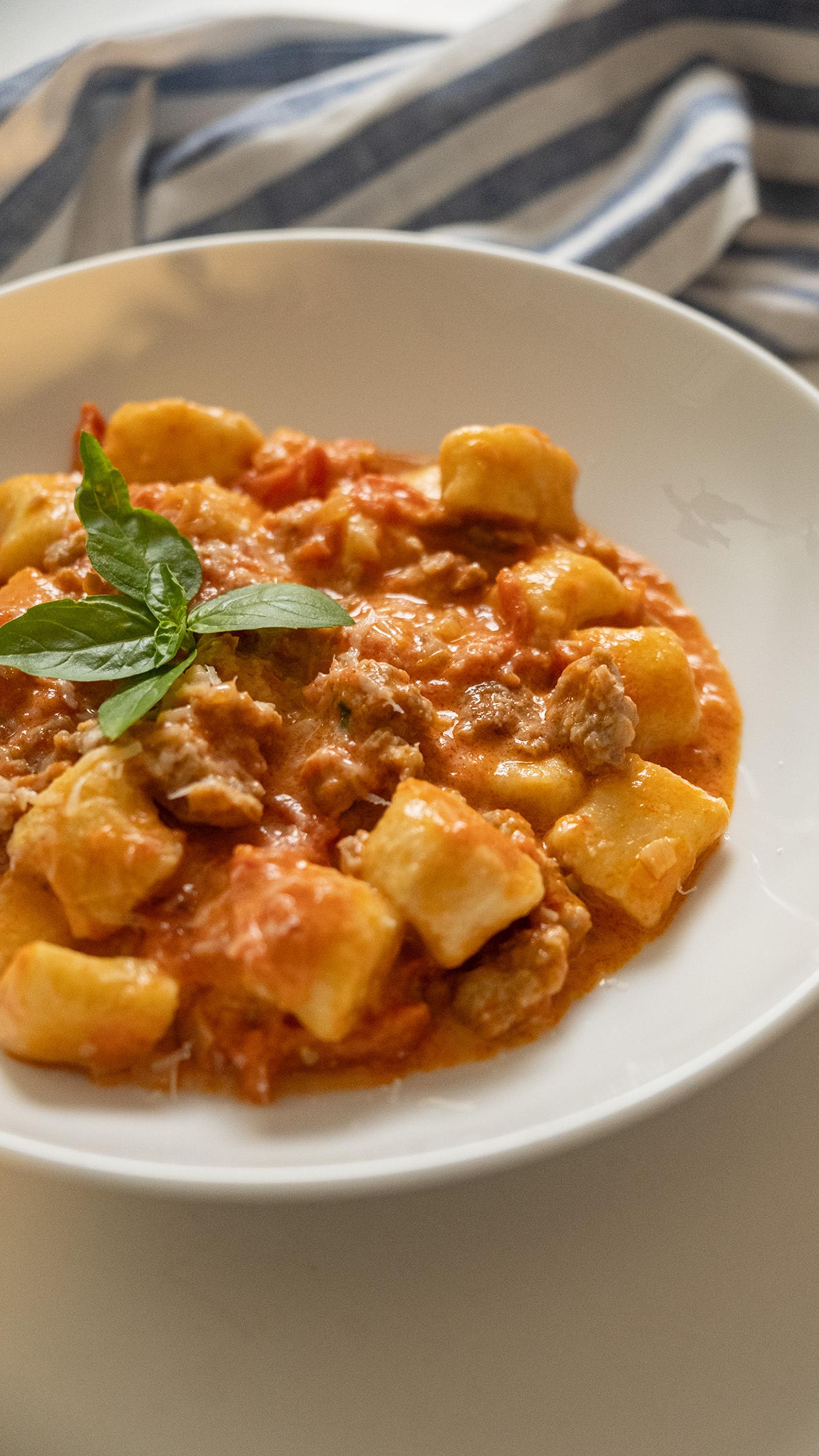 Creamy Sausage Gnocchi In Pink Sauce