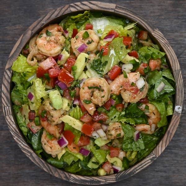 Shrimp and Avocado Taco Salad