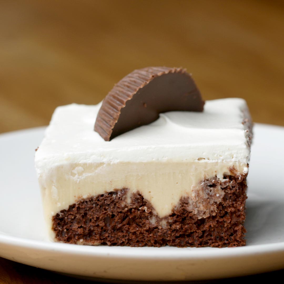 Chocolate Peanut Butter Poke Cake Recipe by Tasty