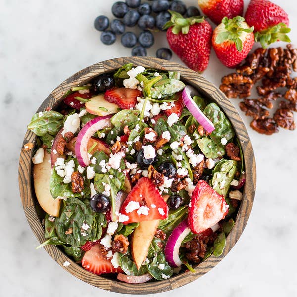 Mixed Berry Spinach Salad With Strawberry Balsamic Vinaigrette Dressing