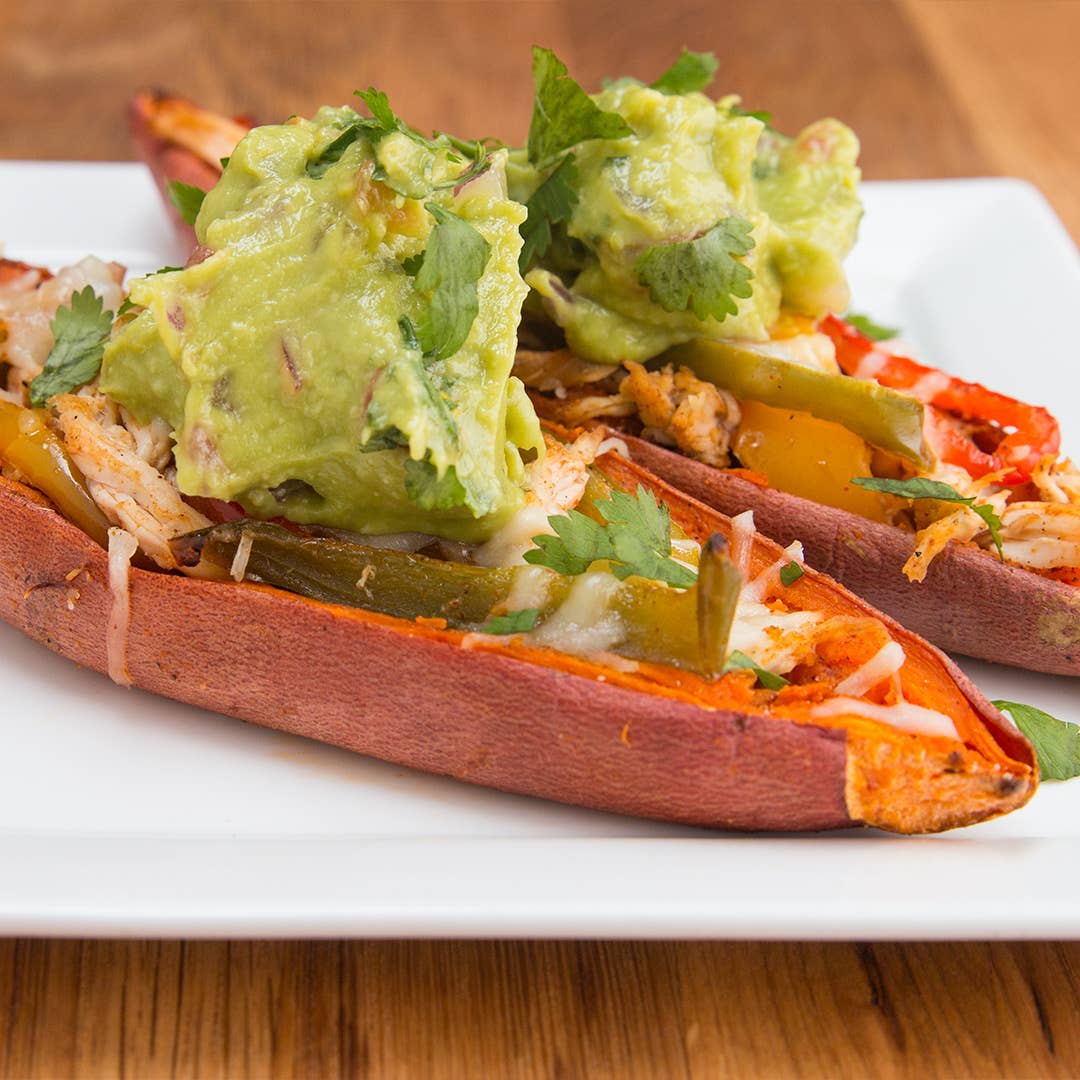 Chicken Fajita Sweet Potato Skins Recipe By Tasty