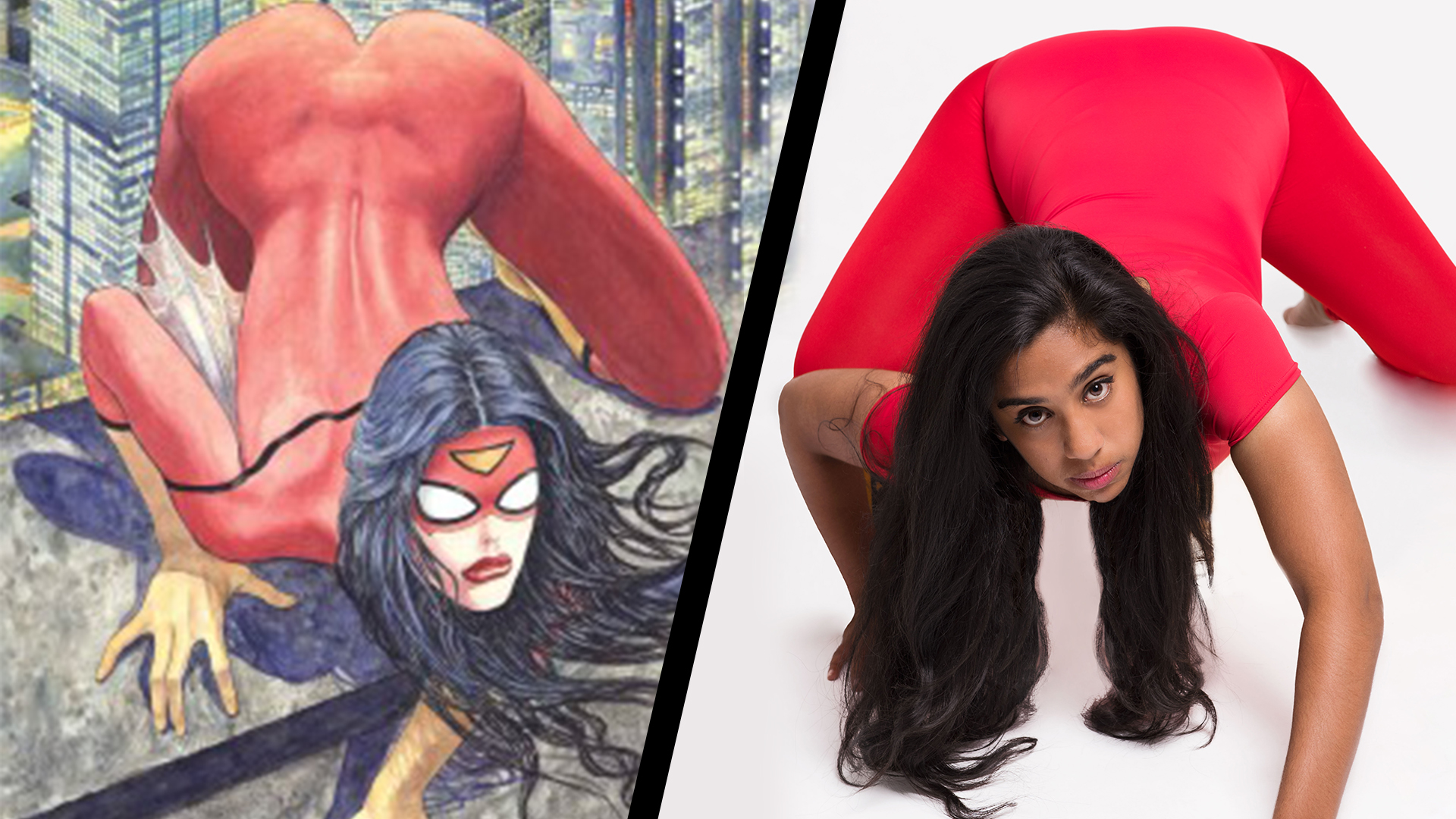 Women Try To Pose Like Female Comic Book Heroes.
