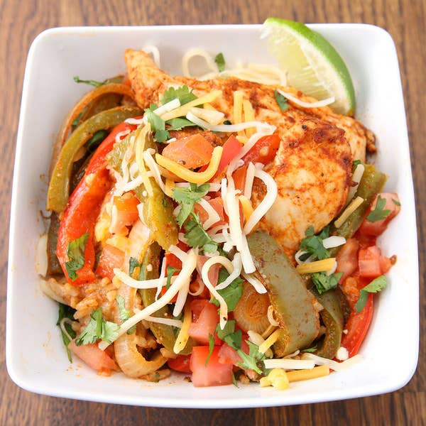 Easy Chicken Fajita Rice And Veggie Bake