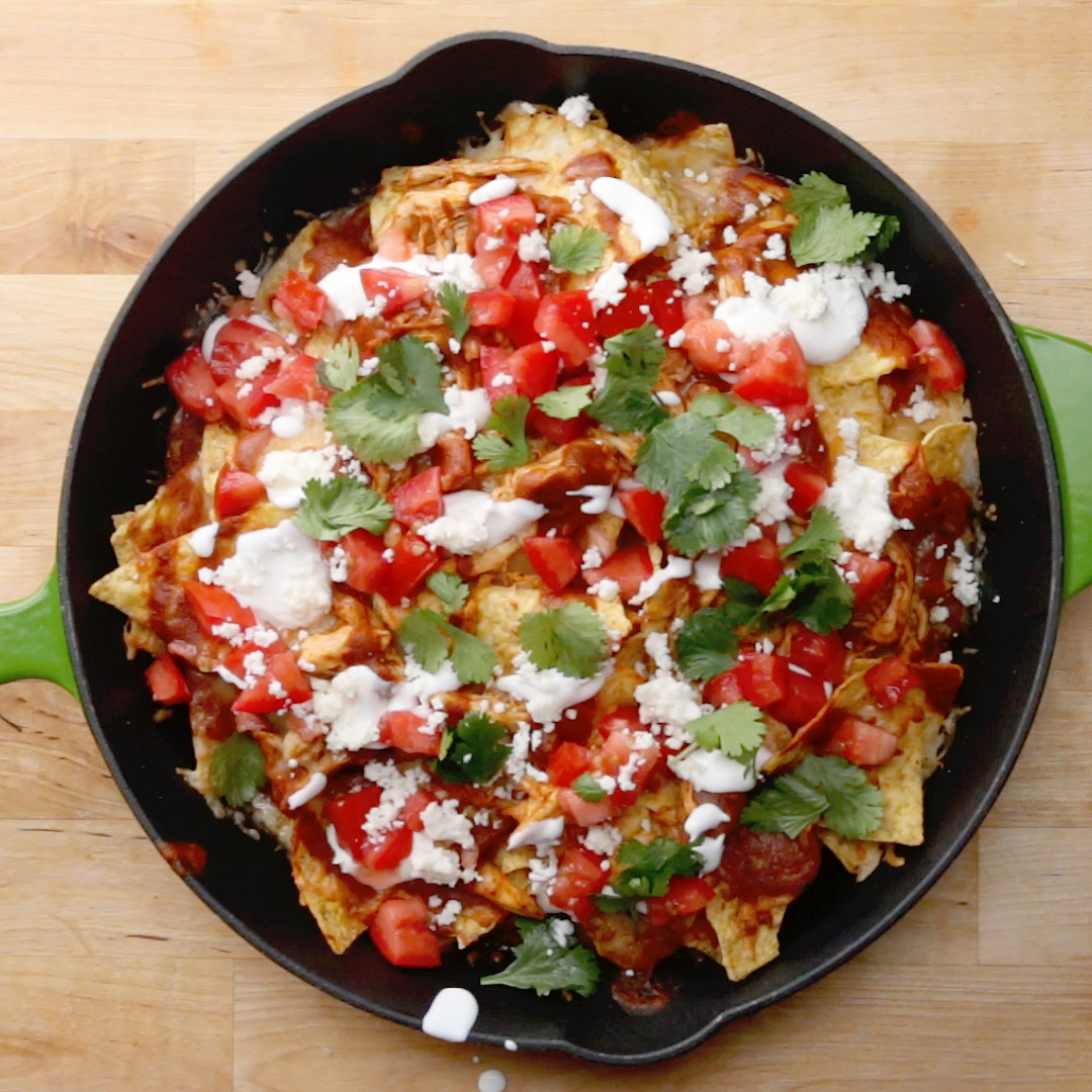 Loaded Chicken Enchilada Nachos Recipe By Tasty