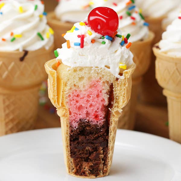 Neapolitan Ice Cream Cone Cupcakes