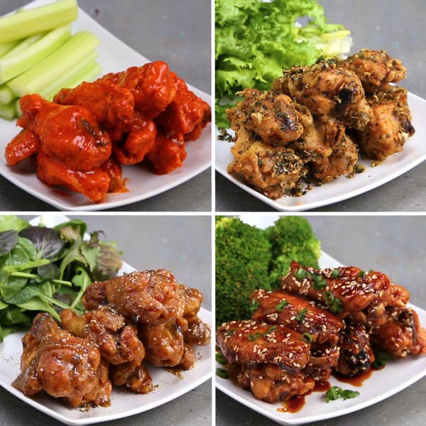 Baked Chicken Wings 4 Ways