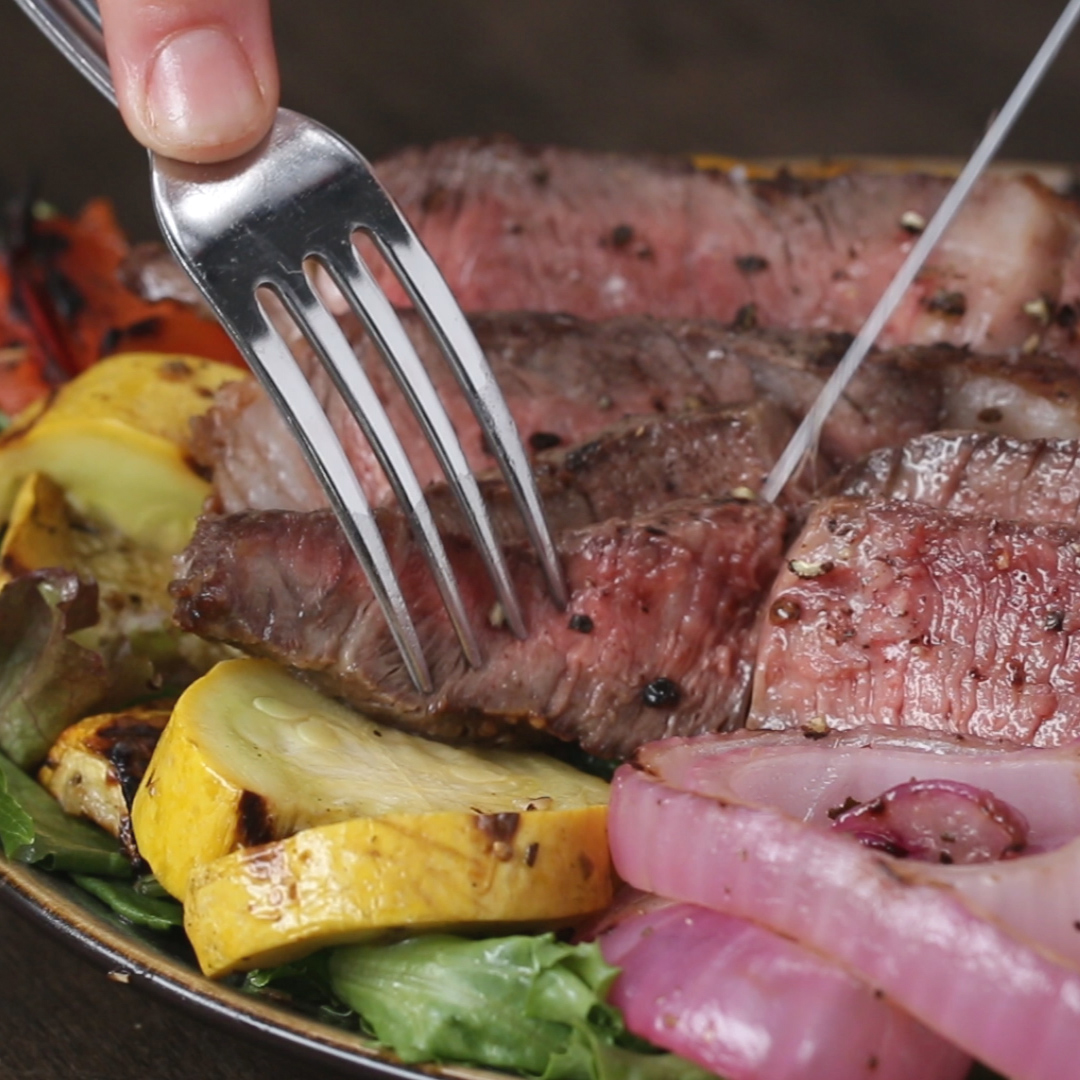 Grilled Veggie & Steak Salad Recipe by Tasty image