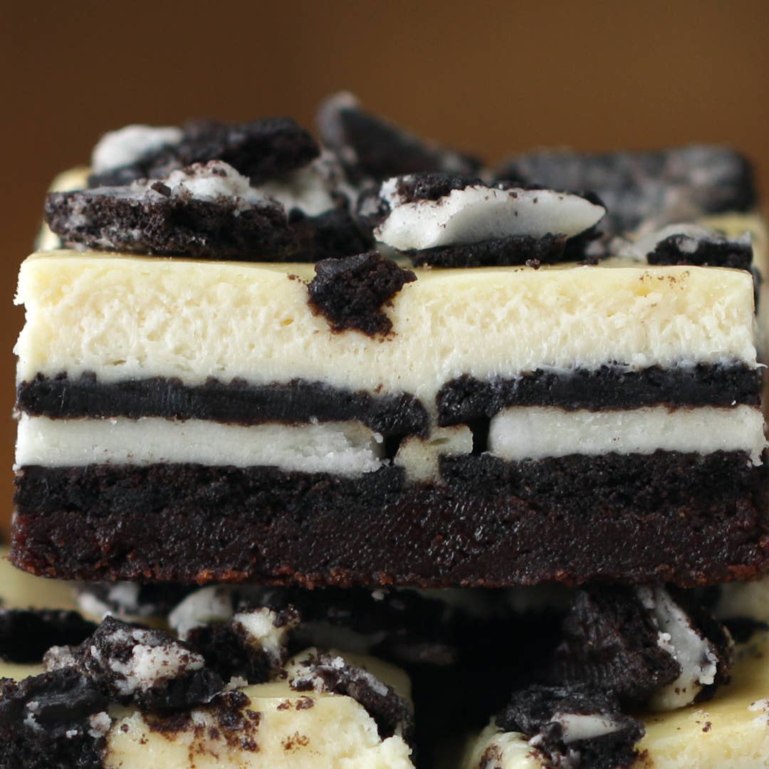 Cookies Cream Brownie Cheesecake Bars Recipe By Tasty