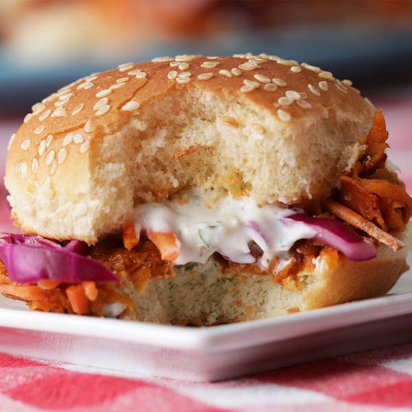 BBQ Pulled Sweet Potato Sliders