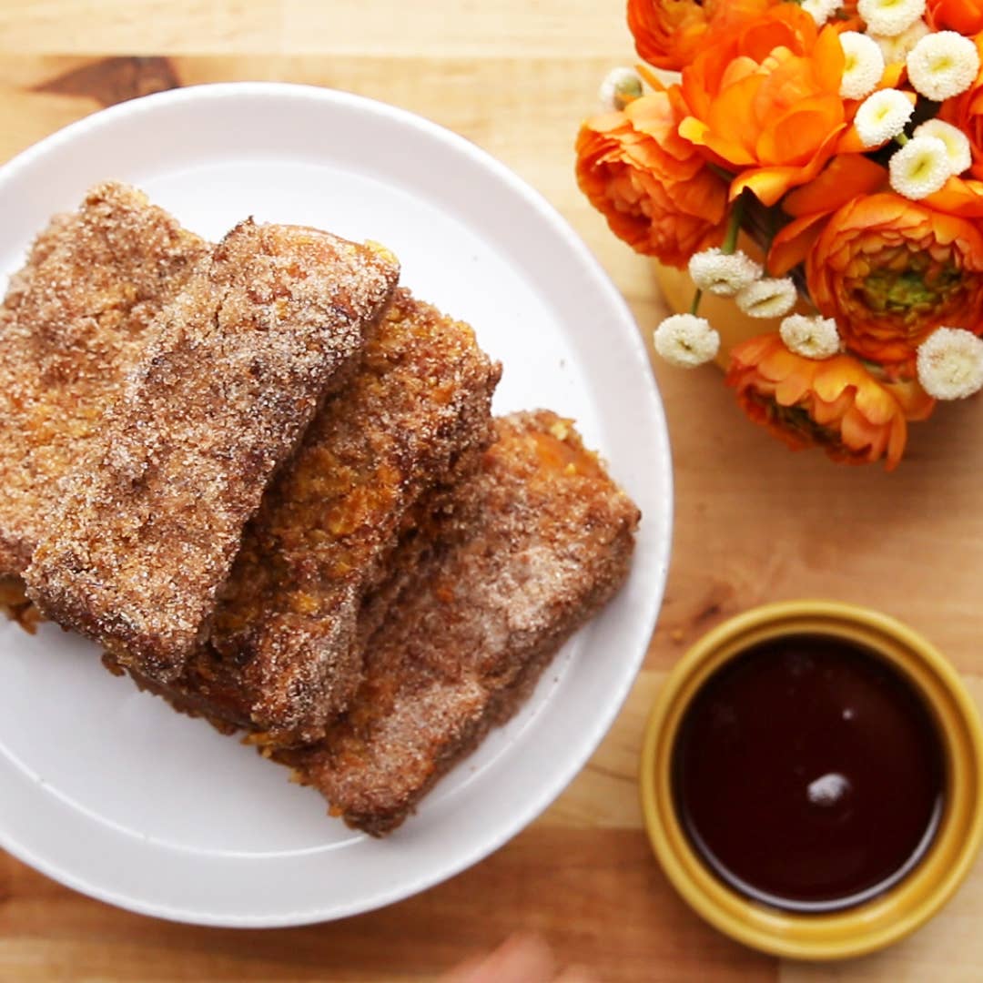 Crunchy Churro French Toast Sticks Recipe By Tasty