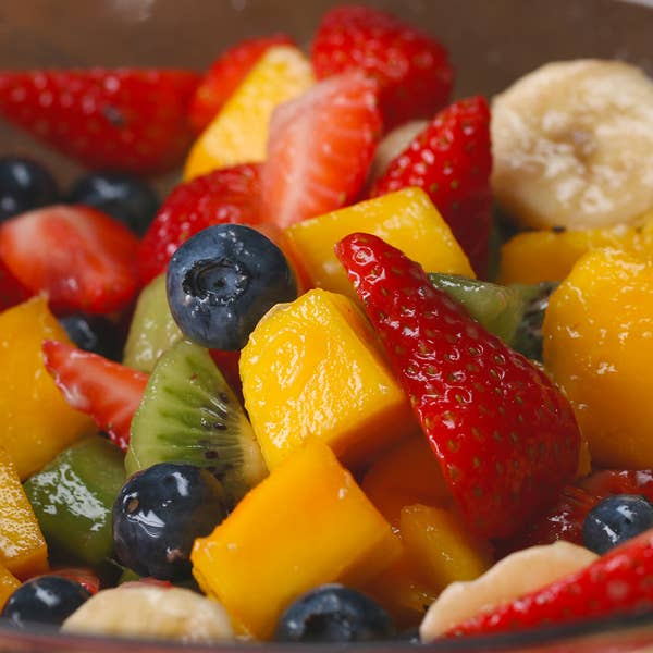 Rainbow Fruit Salad With Honey Lime Dressing