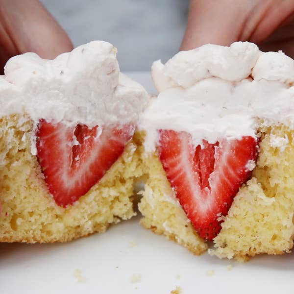 Strawberries And Cream 'Box' Cupcakes