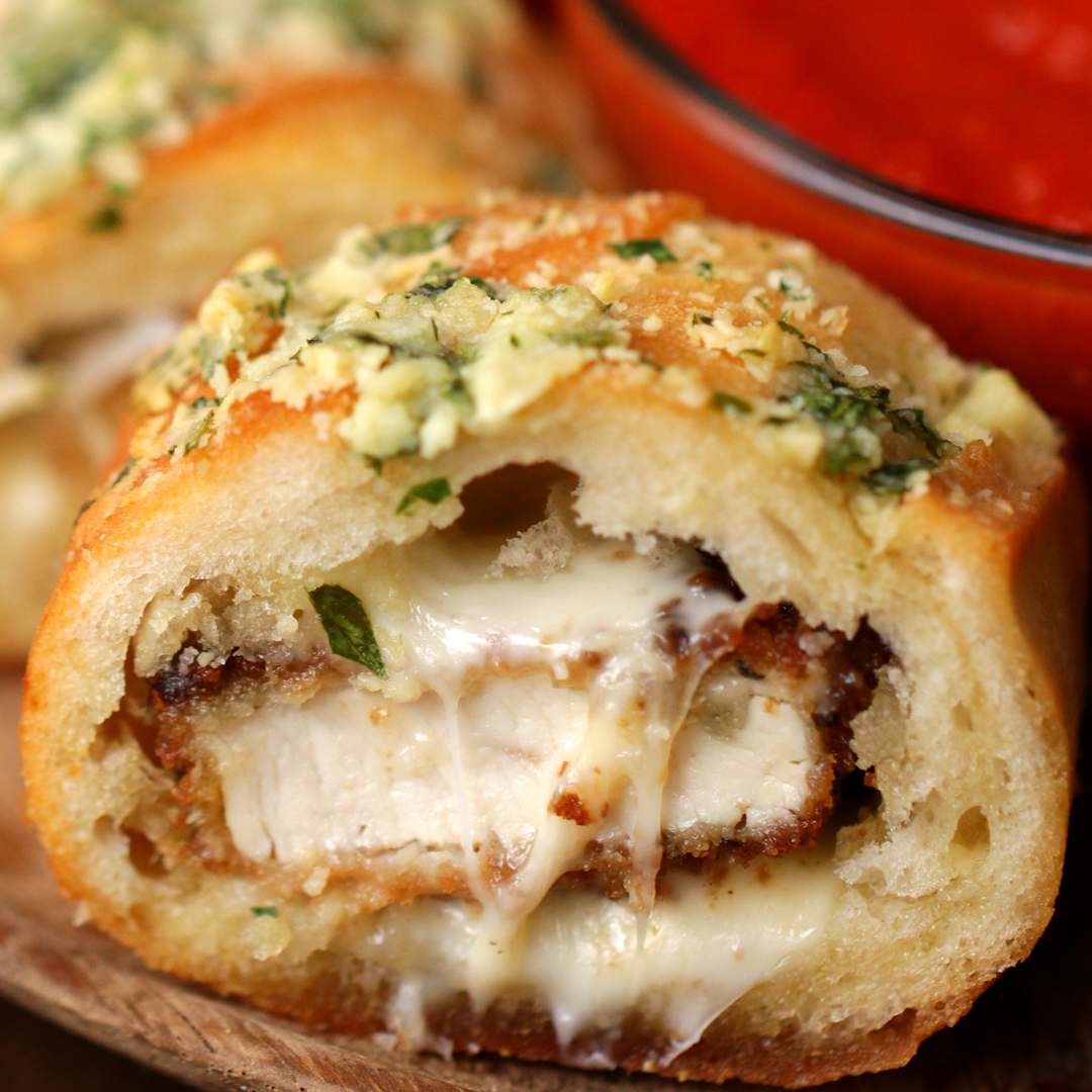 Chicken Parmesan-Stuffed Garlic Bread Recipe by Tasty_image