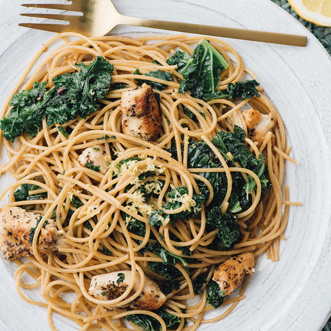 Whole Wheat Pasta With Lemon Kale Chicken Recipe by Tasty