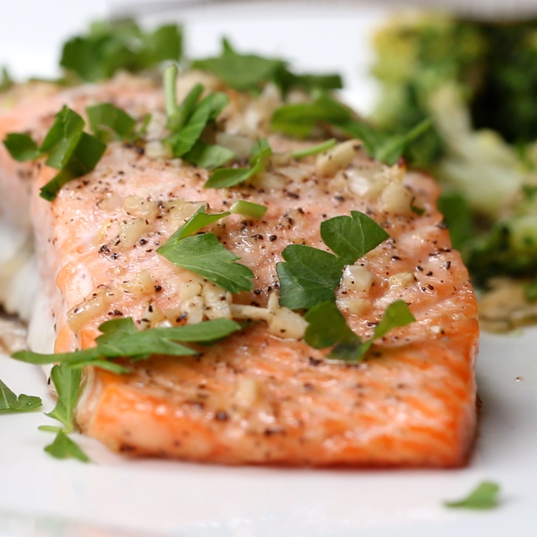 One-pan Garlic Butter Salmon Recipe by Tasty image