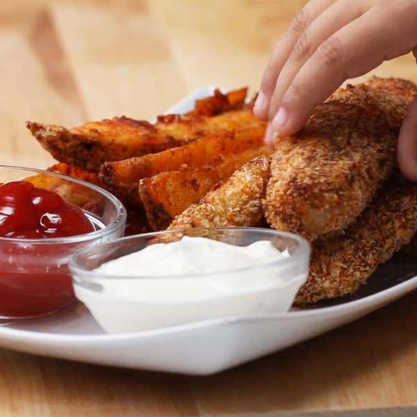 Baked Potato Wedges & Fish Sticks