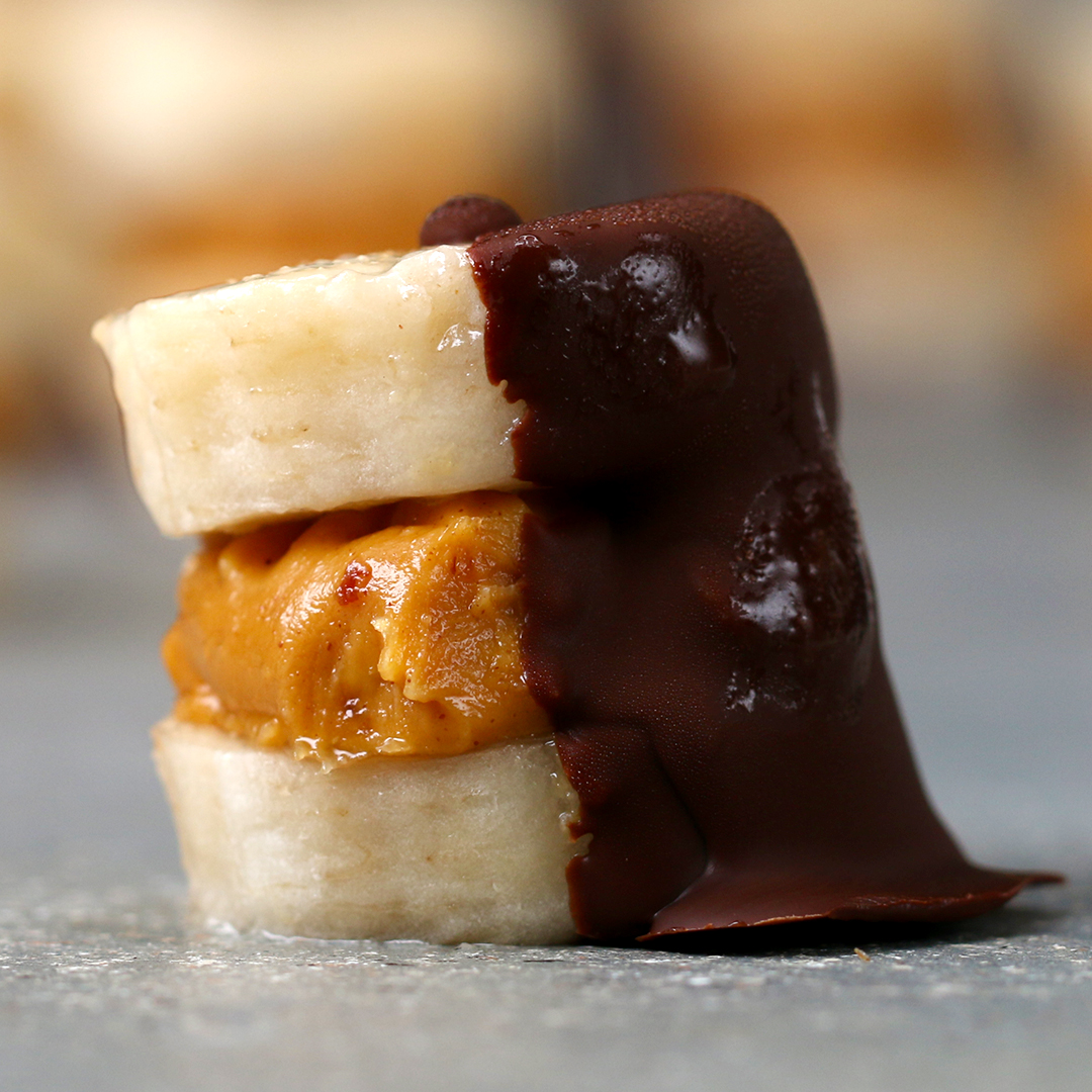 Dark Chocolate Peanut Butter Banana Bites Recipe By Tasty