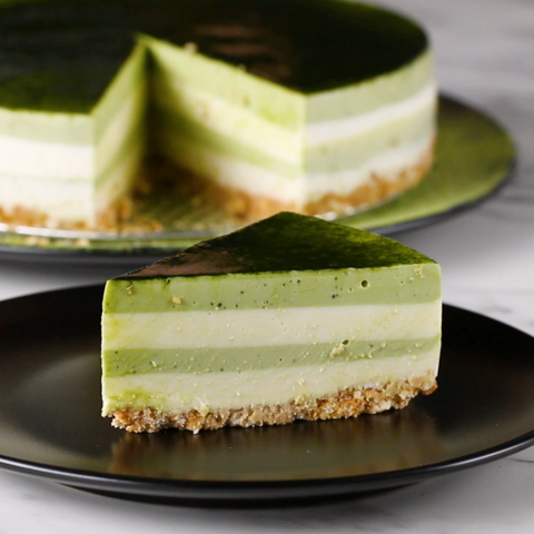 Matcha Layered Cheesecake Recipe By Tasty 